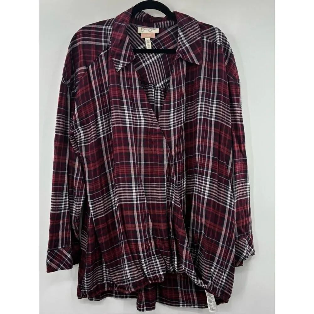 3For$20 Jessica Simpson Nursing Plaid Button-Up Shirt in Burgundy/Black size: 2X